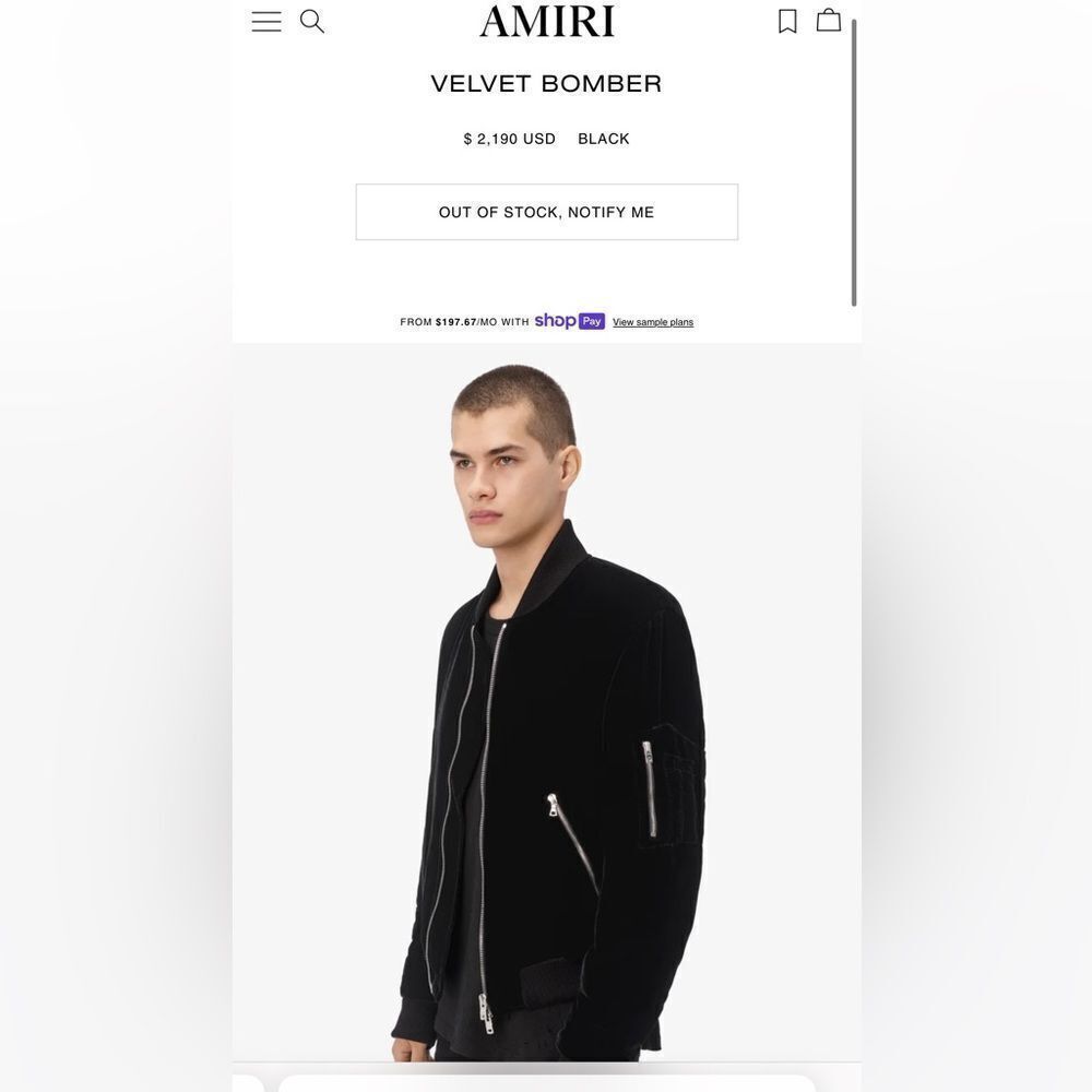Amiri velour bomber jacket